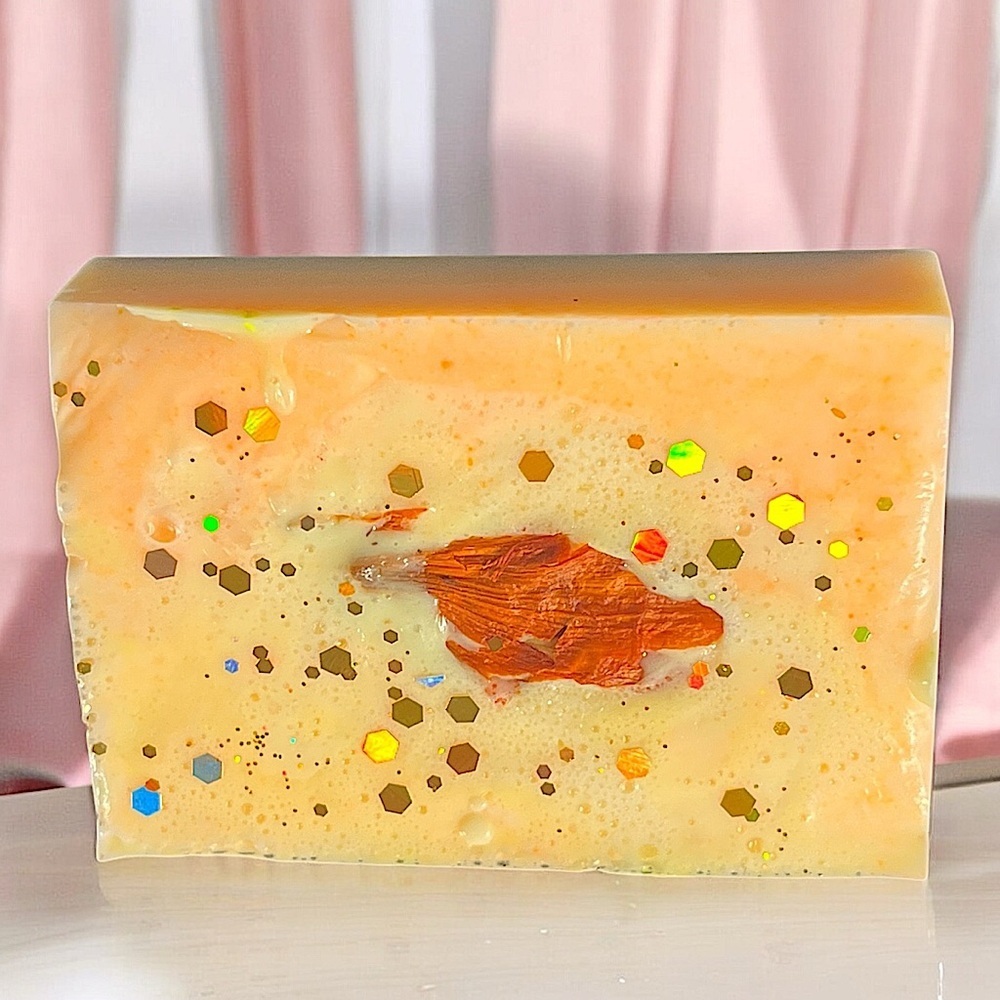 Lily lavender rose REAL floral HANDMADE soap goat milk 2x3 inch 4oz